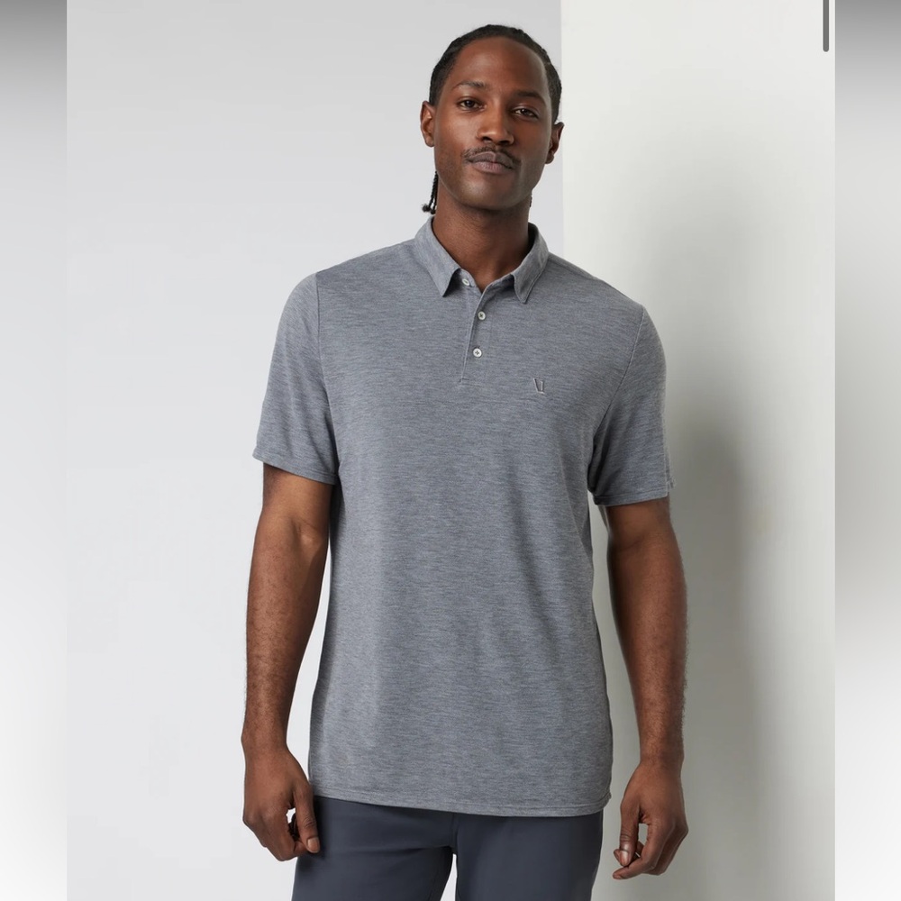 VUORI Men's Gray Knit  Twill Polo size large